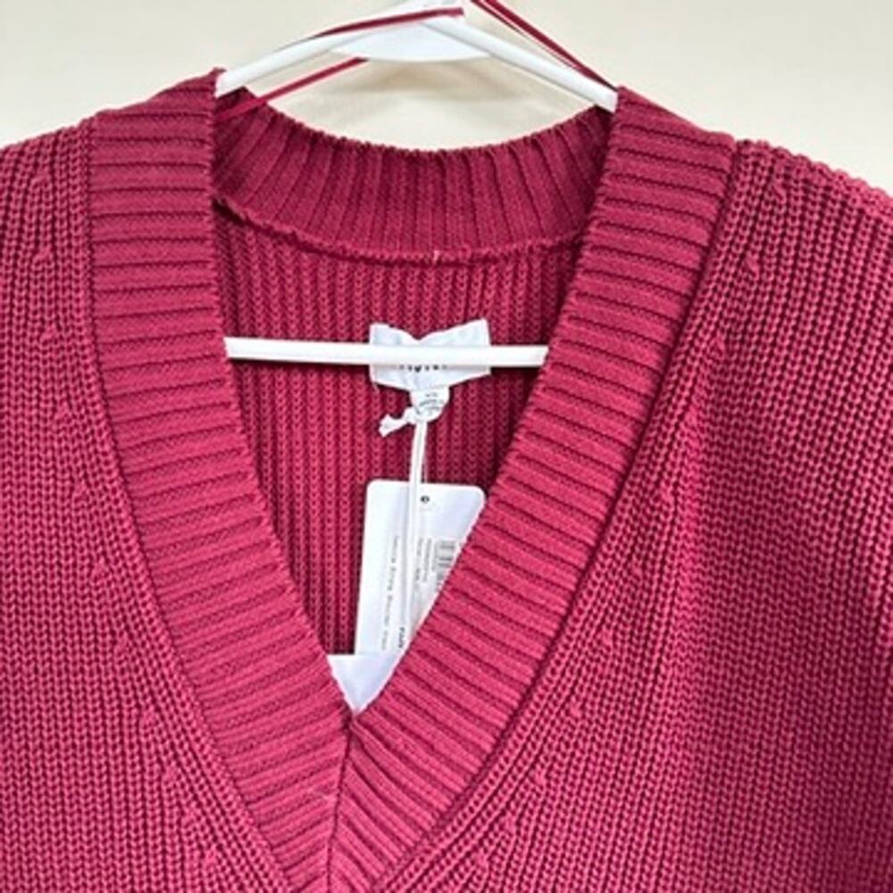Pistola Camille Strong Shoulder Vneck Pullover Knit Sweater Long Sleeve - Picture 2 of 11